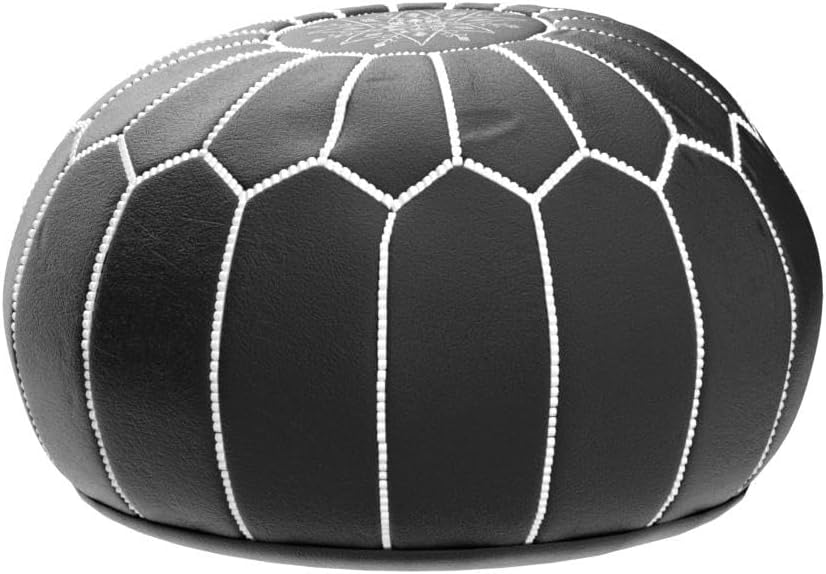 Poufs&Pillows Premium Echt Leder Pouf - Handgefertigt - gefüllt geliefert - Ottoman Sitzsack Fusshoc