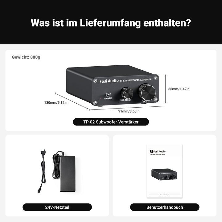 Fosi Audio TP-02 Subwoofer Verstärker 220Watt, Subwoofer Amplifier Home Sub Bass Power Verstärker, T