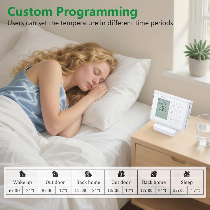 Wengart Wireless Thermostat WG010RF,Batteriebetrieben mit Empfänger,Wöchentliche Programmierung,Kein