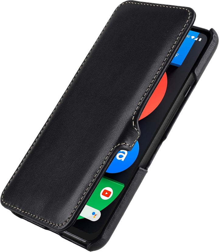 STILGUT Book Case kompatibel mit Google Pixel 4a 5G Hülle aus Leder mit Clip-Verschluss, Lederhülle,