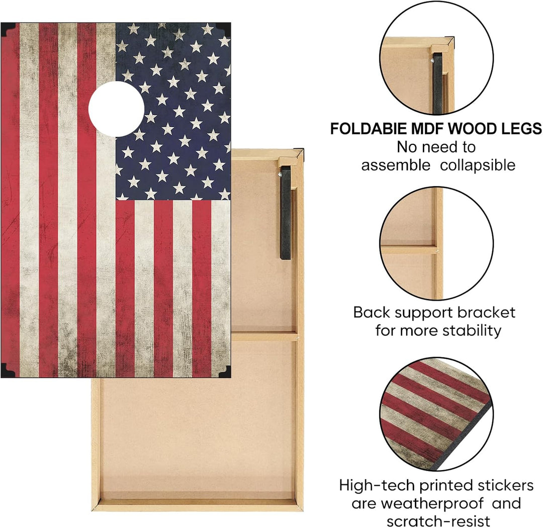 Cornhole Spiel Verordnung Grösse 91cmx60cm, Sackloch Spiel mit Corn Hole Spiel mit 2 Boards, 8 Wurfb