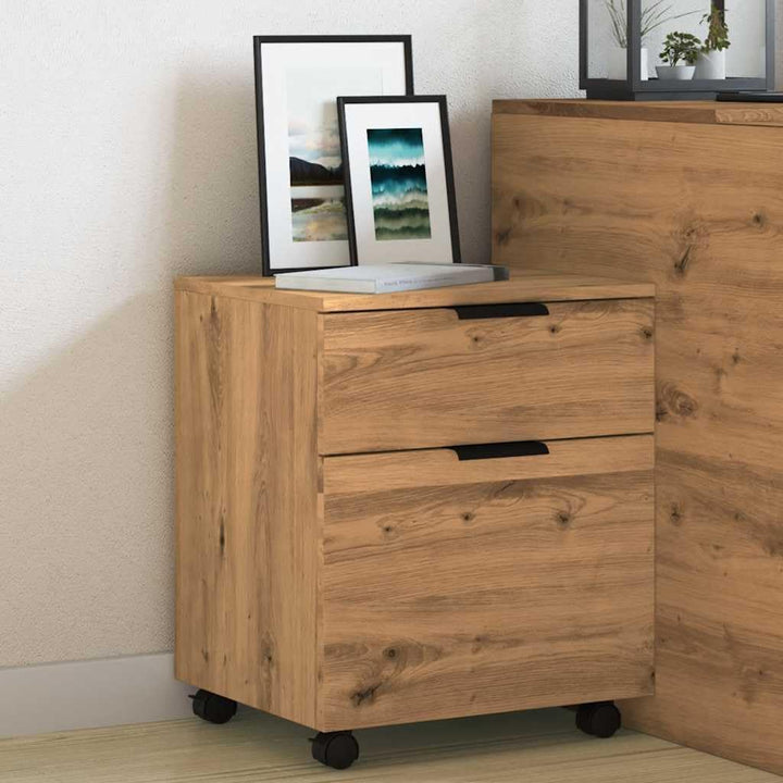 Rollcontainer MOSAB rollbar Artisan Eichen-Optik 45x38x54cm | Nachttisch mit Rollen Aktenschrank rol