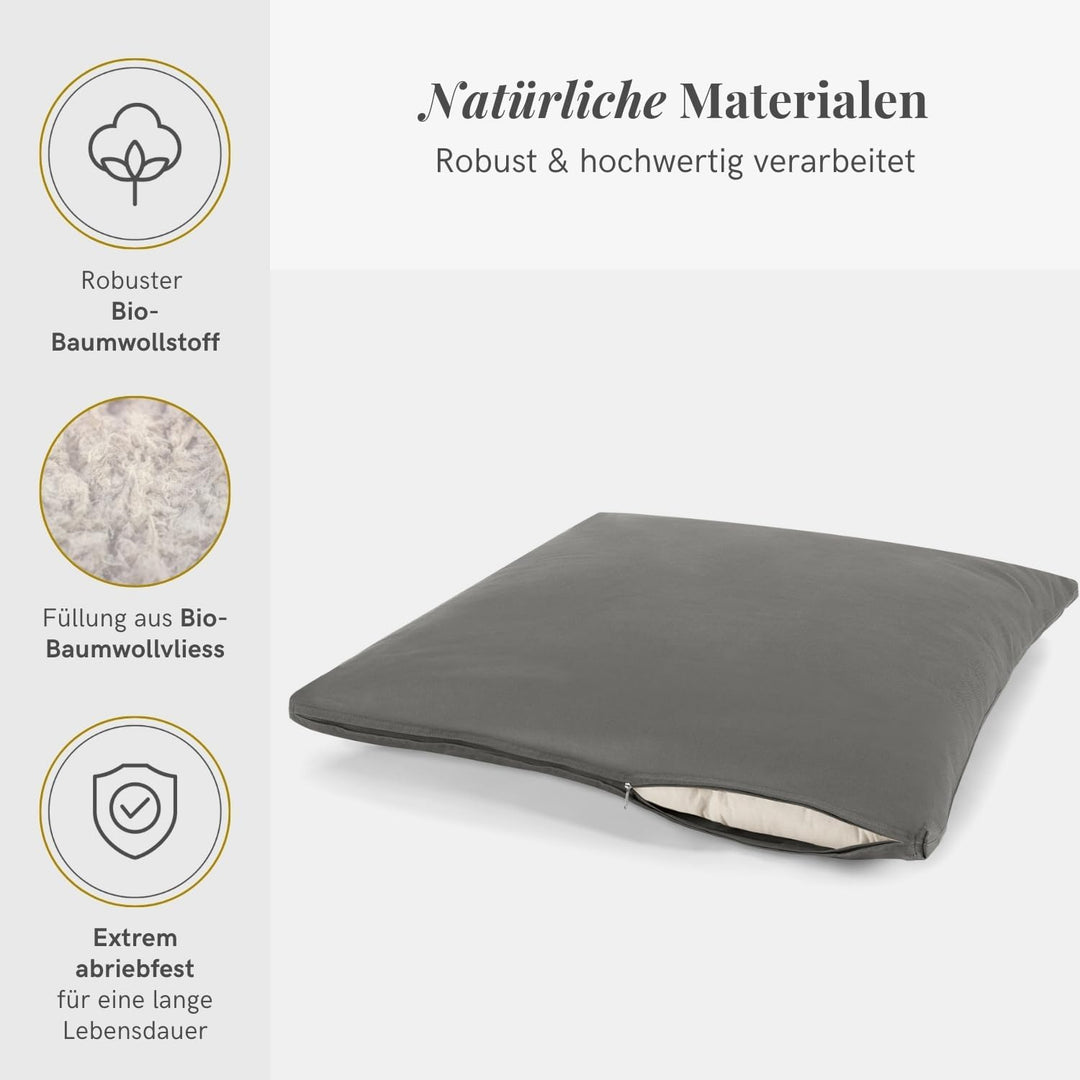 Lotuscrafts Meditationsmatte Zabuton Deluxe - Extra Dick - Meditationskissen Unterlage für entspannt