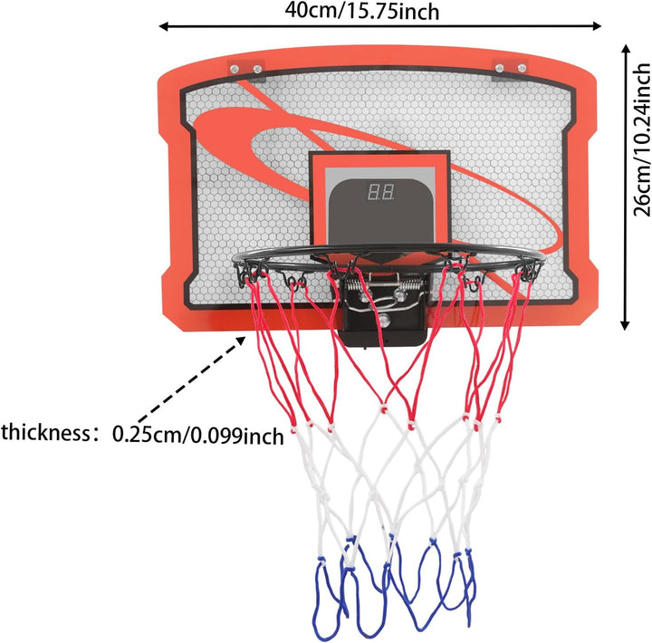 Kinder Basketballkorb Indoor für Tür & Wand, Mini Basketball Set mit Elektronischer Anzeigetafel, 2