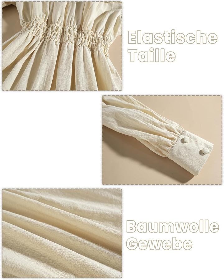 FCCAM Renaissance Kleid Mittelalter Kleidung Damen Vintage Kleider Damen Kleid Langarm Viktorianisch
