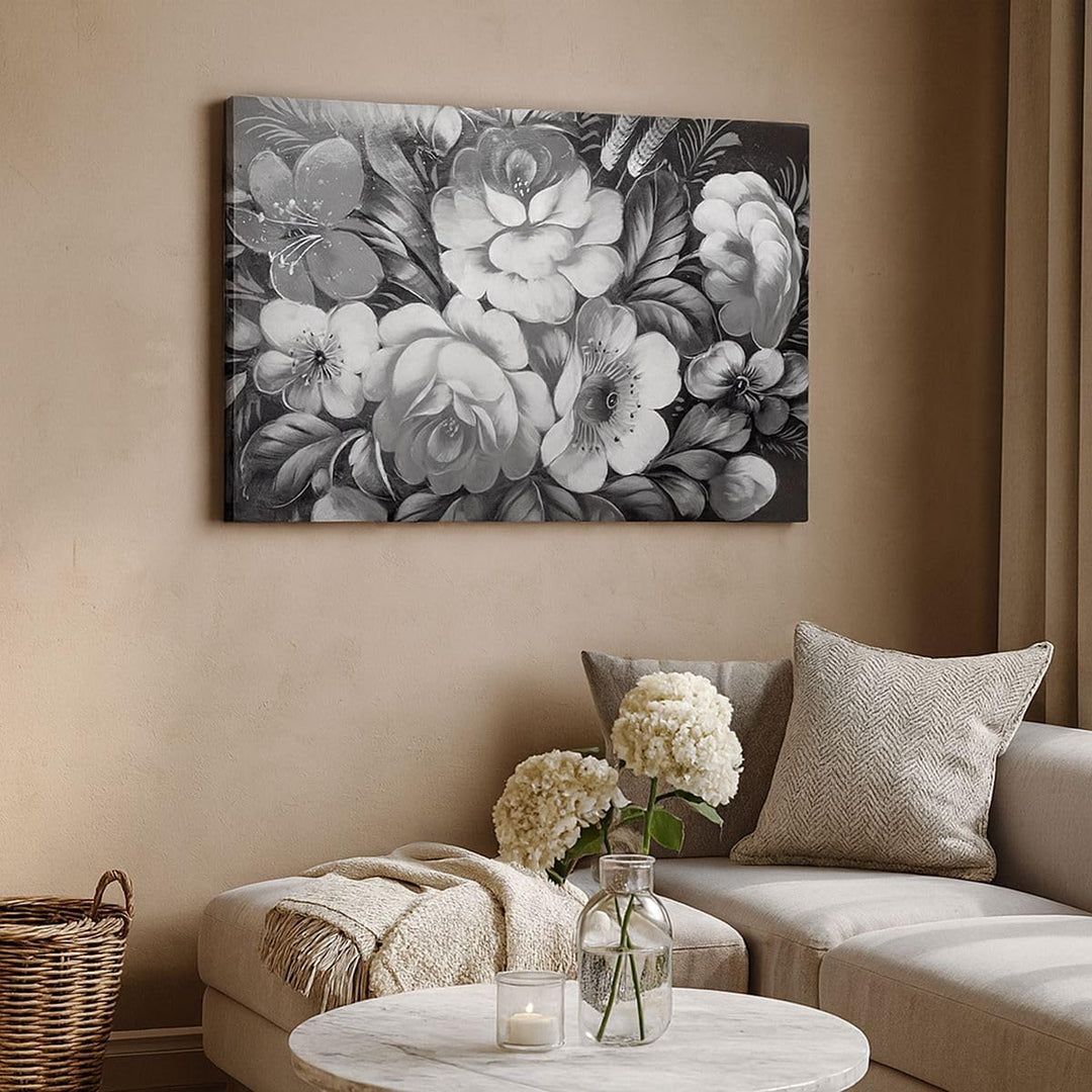 Bilder auf Leinwand 100x70cm Leinwandbild Blume Blumenstrauss Blatt Gross Wanddeko Bild Schlafzimmer