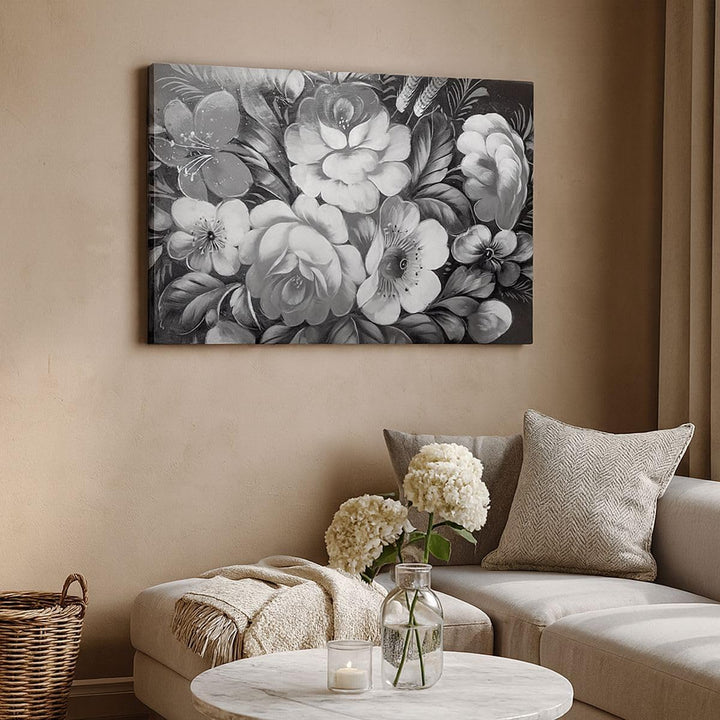 Bilder auf Leinwand 100x70cm Leinwandbild Blume Blumenstrauss Blatt Gross Wanddeko Bild Schlafzimmer