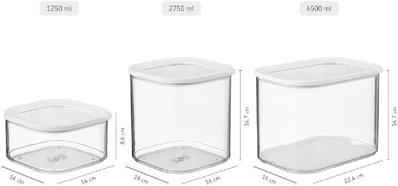 Mepal Transparente Vorratsdosen mit Deckel XL - Lebensmittelbehälter Rechteckige - Küchenorganizer &