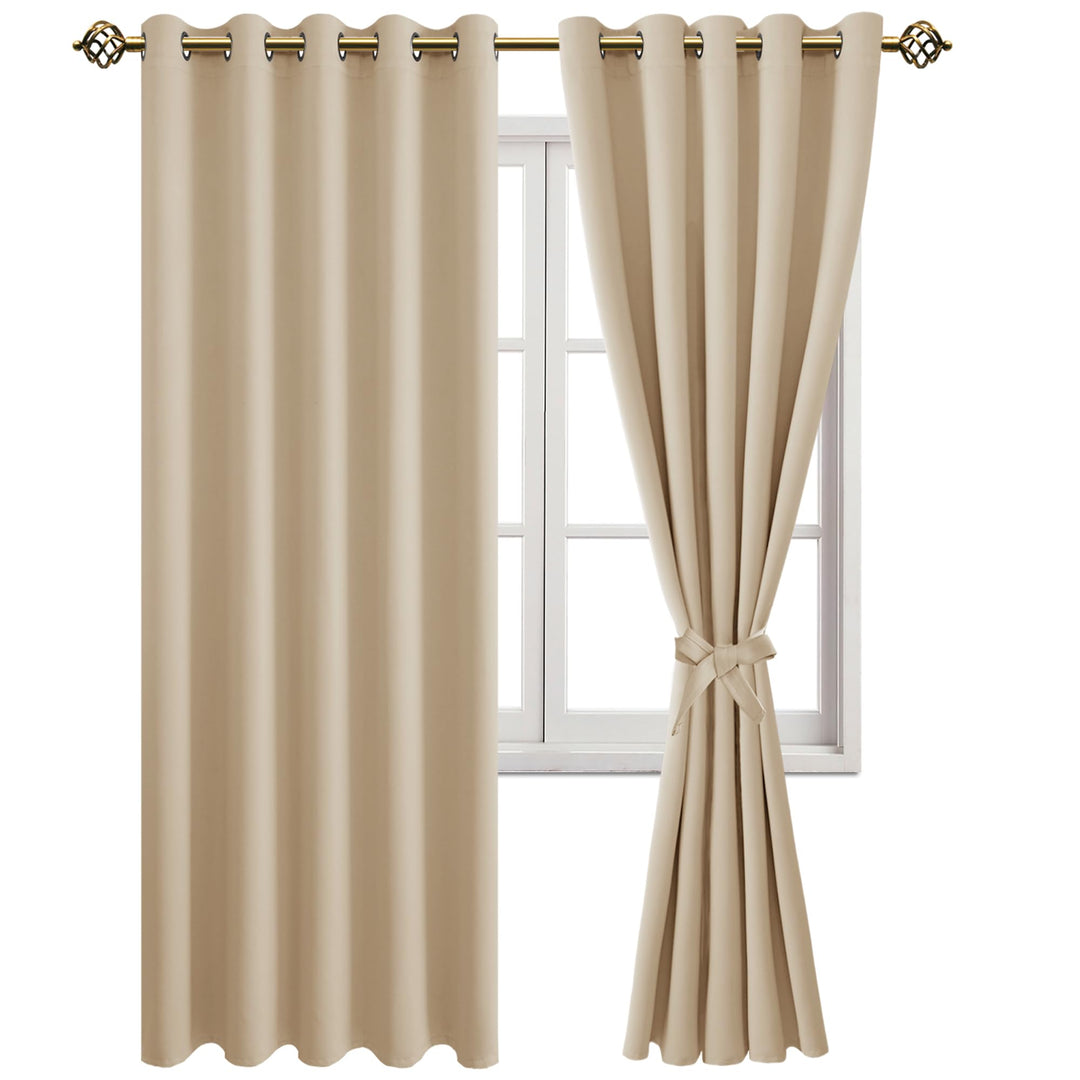 JIUZHEN Blickdicht Vorhänge Gardinen Ösenvorhang für Schlafzimmer Wohnzimmer,Beige Verdunkelungsvorh
