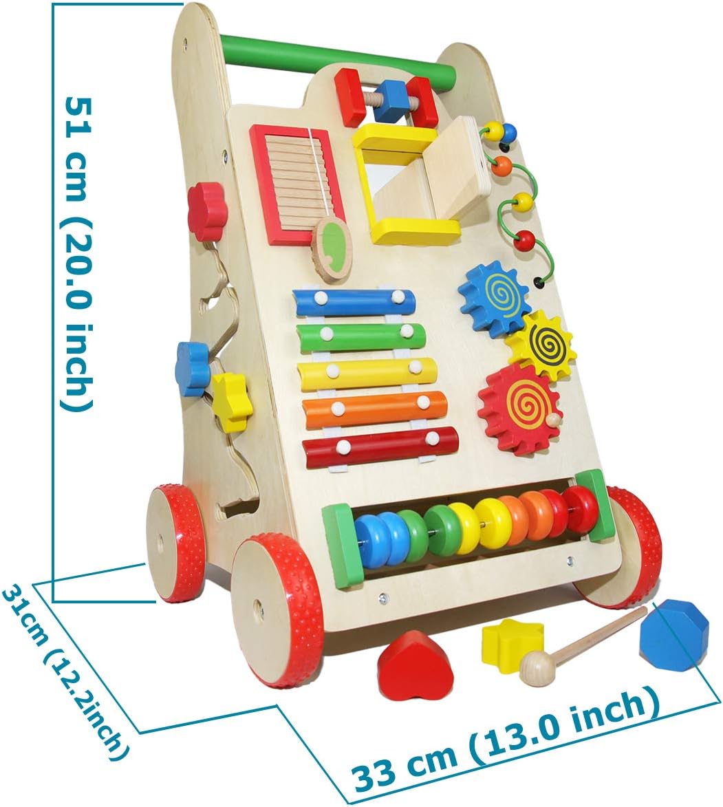 Lauflernwagen-Holz; Stabiles Lauflernhilfe Spielzeug für Kinder; Gehhilfe Holzspielzeug mit Motorik