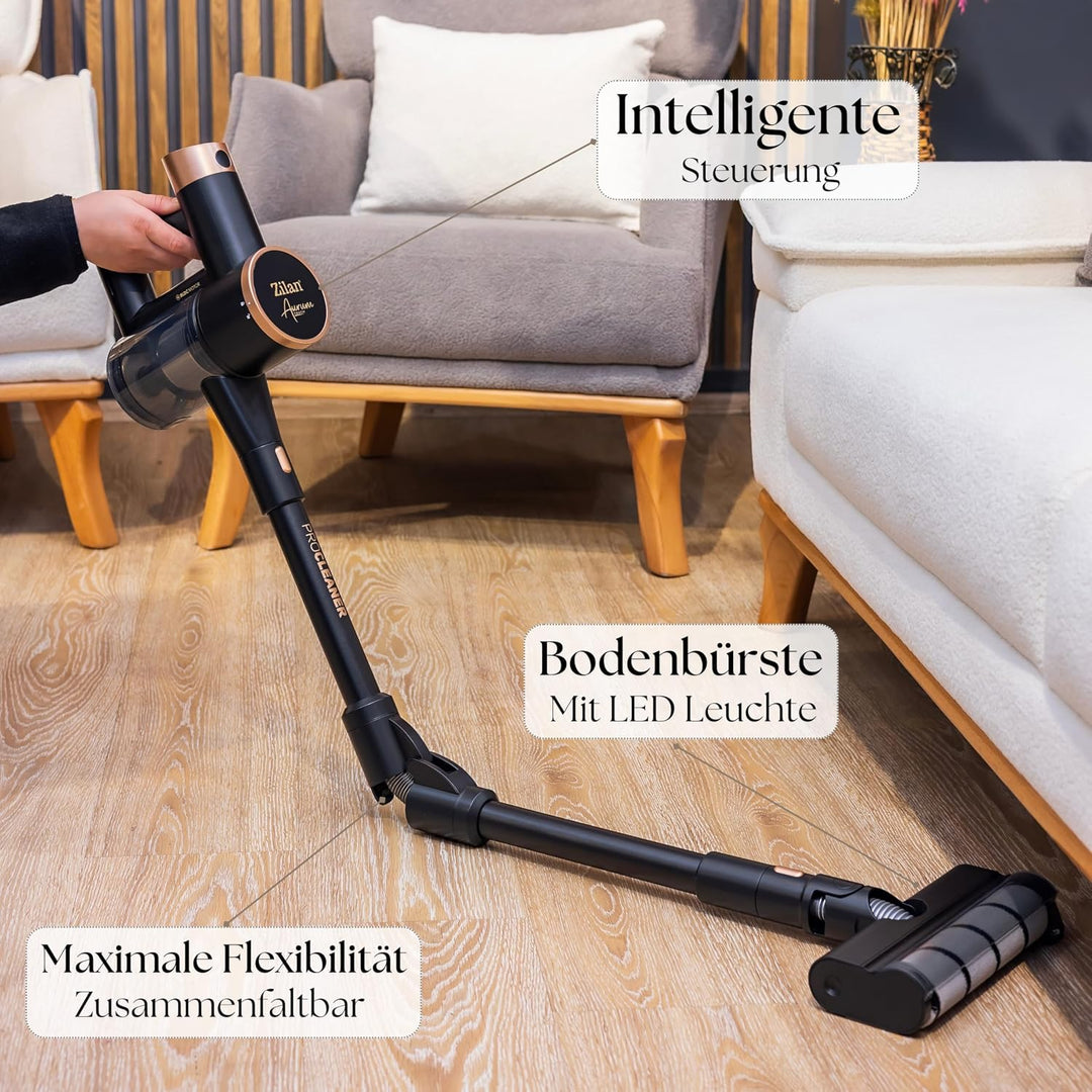 Zilan Akku Staubsauger 3in1 kabelloser Handsauger Bodenstaubsauger für Tierhaare Teppich Hartböden m
