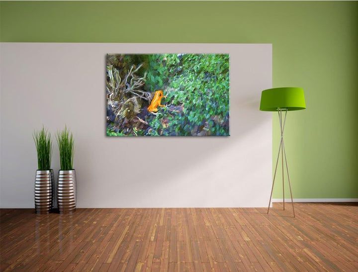 hochgiftiger kleiner Frosch Spezial Format: 100x70 cm auf Leinwand, XXL riesige Bilder fertig gerahm