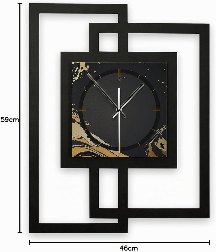 Kreative Feder Designer-Wanduhr „Golden Liquid“ in modernem Metallic-Look ohne Tickgeräusche (Funk/Q