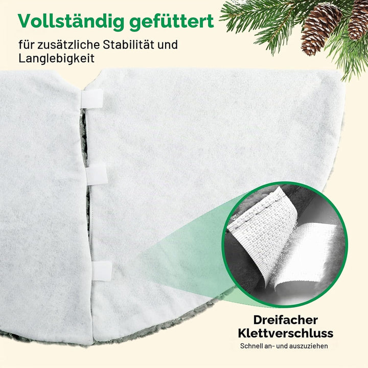 KONVINIT Grau Weihnachtsbaumdecke Plüsch Christmasbaumdecke Kunstfell Weihnachtsbaumteppich Rund Wei
