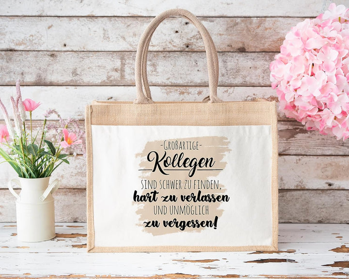 LIEBTASTISCH - Nachhaltige Jutetasche - Grossartige Kollegen sind schwer zu finden - Geschenkidee zu