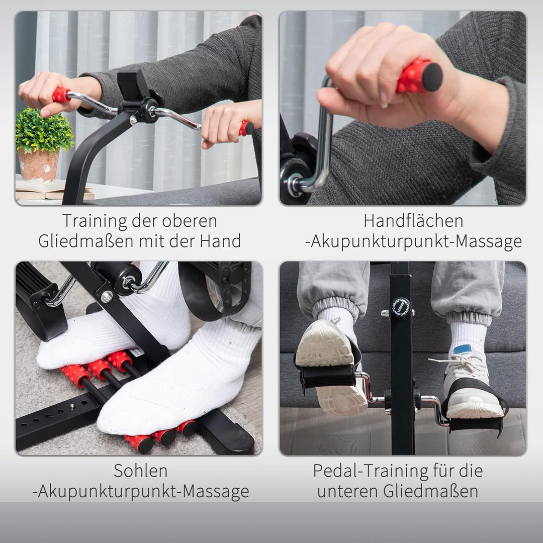 HOMCOM Pedaltrainer für Senioren Höhen- und Längenverstellbar Mini Heimtrainer mit Griff LCD Display