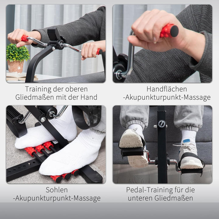 HOMCOM Pedaltrainer für Senioren Höhen- und Längenverstellbar Mini Heimtrainer mit Griff LCD Display