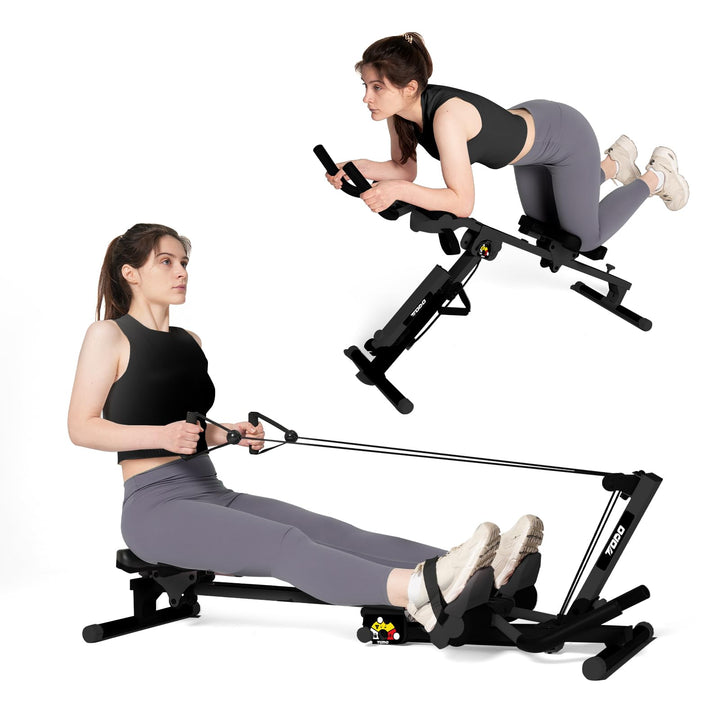 TODO 3 in 1 Rudergerät für zuhause, Multifunctionale Rudermaschine mit 2 Intensitäten Anstellbar, Ab
