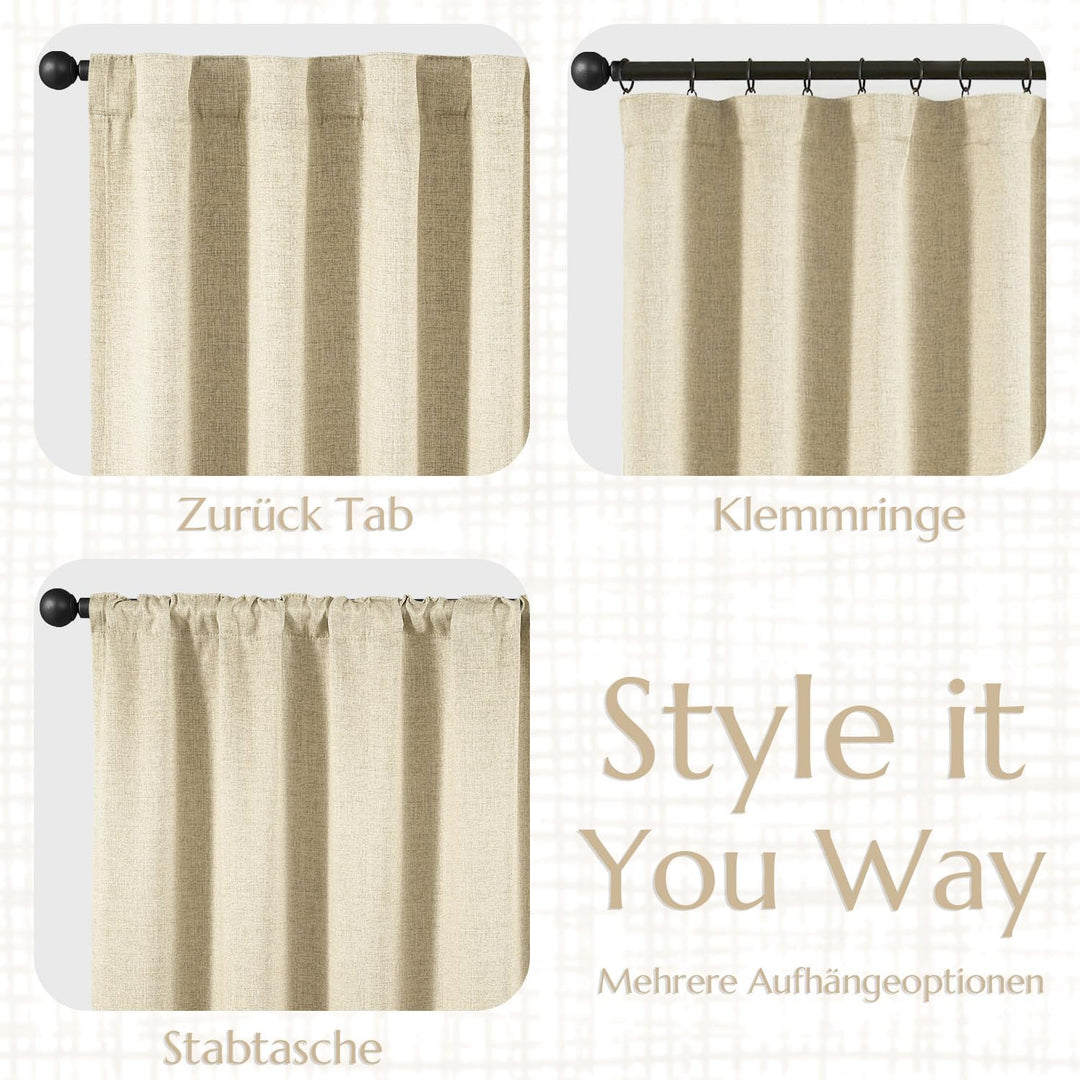 TOPICK 100% Verdunklungsvorhänge Gardinen mit Stangedurchzug Thermovorhang Blickdicht, H210xB140 cm