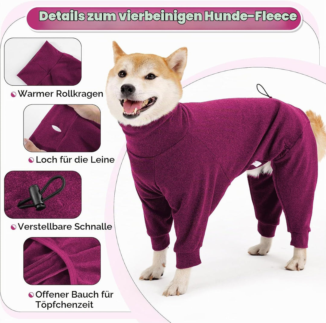 Dotoner Fleece Hundepullover Wintermantel Hundemantel Grosse Hunde Fleecejacke mit Beinen Hundebadem