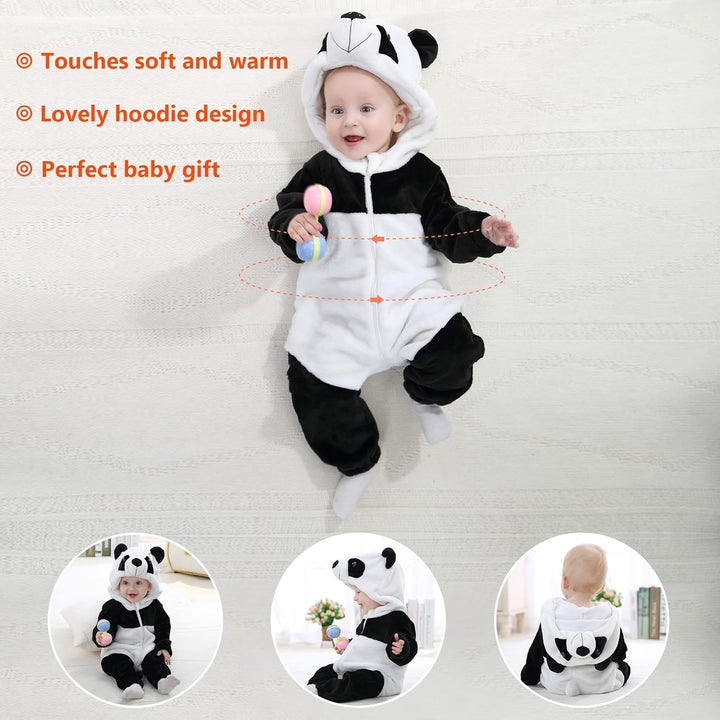 COOKY.D Unisex Winter-Overall mit Kapuze für Babys 2-36 Monate 2-5 Monate Panda, 2-5 Monate Panda