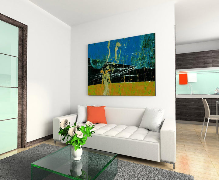 Paul Sinus Art 120x80cm Leinwandbild Leinwanddruck Kunstdruck Wandbild schwarz blau gelb gemalt