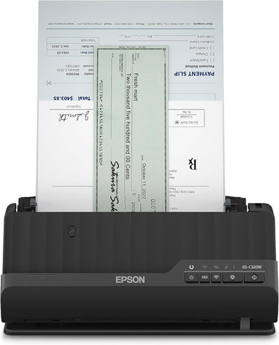 Epson Wi-Fi Scanner ES-C320W, kompakter A4 Business Scanner mit geringem Stromverbrauch, Duplex-Einz