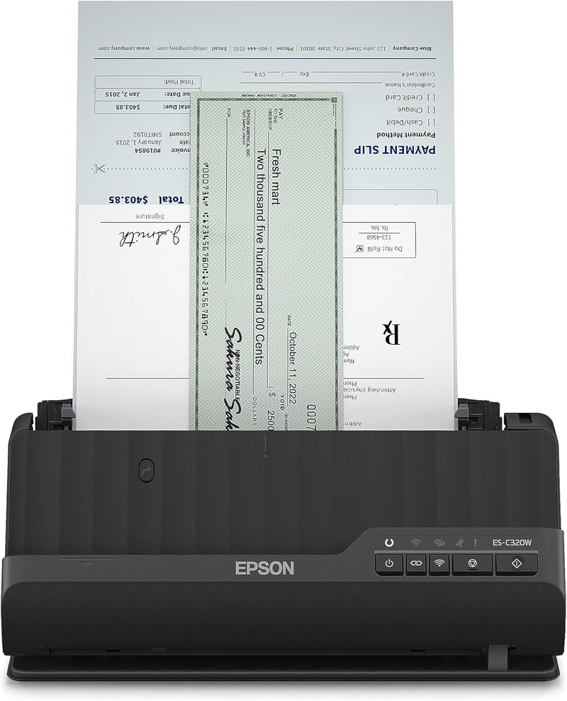 Epson Wi-Fi Scanner ES-C320W, kompakter A4 Business Scanner mit geringem Stromverbrauch, Duplex-Einz