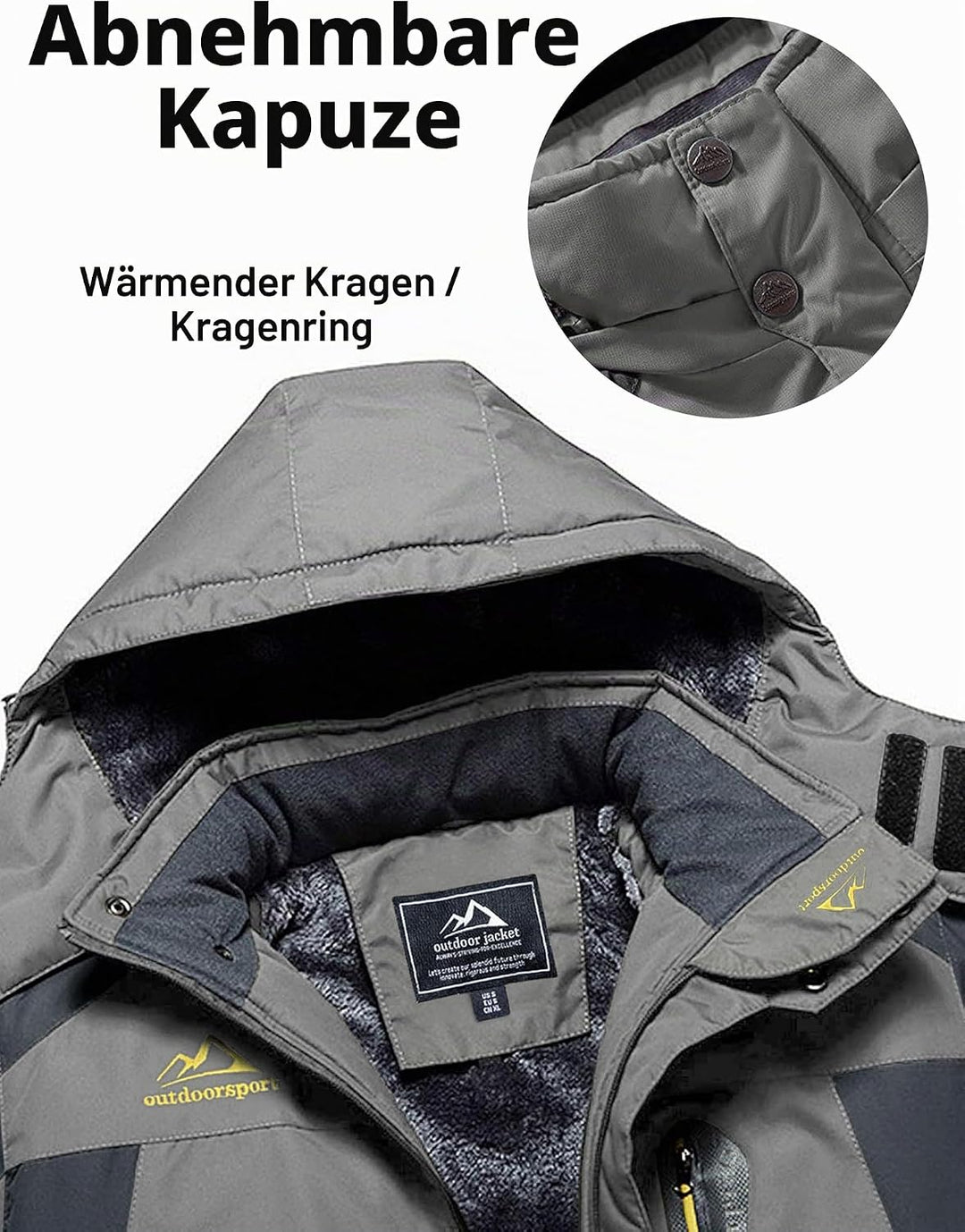 MAGCOMSEN Herren Winter Fleecejacke Warme Gefüttert Skijacke Outdoor Winddicht Wasserdicht Jacke Ver