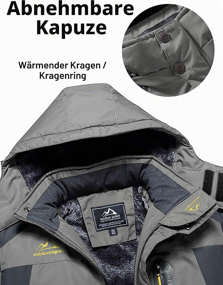 MAGCOMSEN Herren Winter Fleecejacke Warme Gefüttert Skijacke Outdoor Winddicht Wasserdicht Jacke Ver