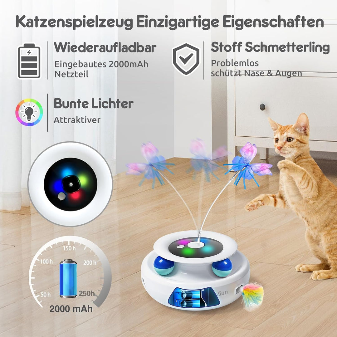 GoldenSun Katzenspielzeug, 3 in 1 Elektrisch Interaktives Automatischer Spielzeug für Katzen, Whack-