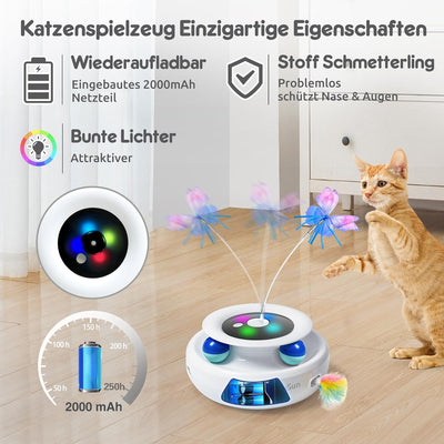 GoldenSun Katzenspielzeug, 3 in 1 Elektrisch Interaktives Automatischer Spielzeug für Katzen, Whack-