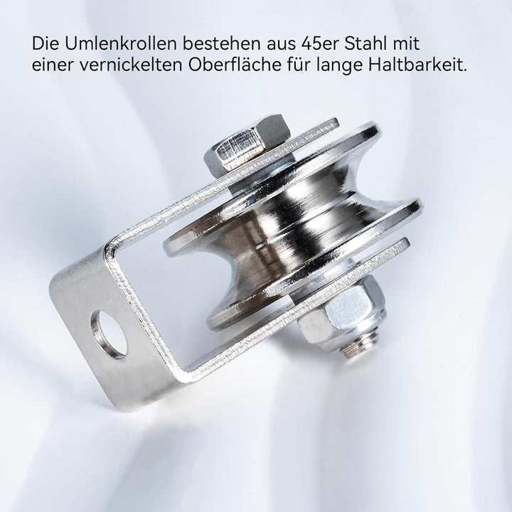 40mm Umlenkrolle mit 2 Kugellager, Edelstahl Fitness flaschenzug，Umlenkrollen für 8mm Seile Stahlsei