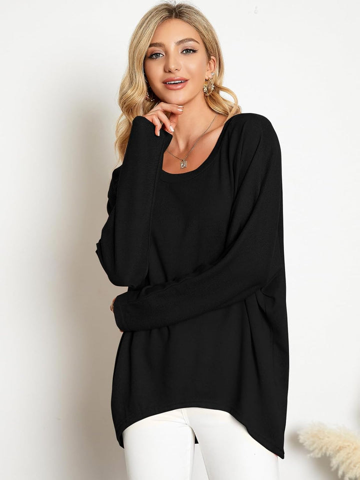 ZANZEA Damen-Pullover, Übergrösse, Feldermausärmel, Langarm-Oberteil, asymmetrisches Shirt, Freizeit