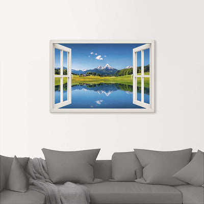 ARTland Leinwandbilder Wandbild Bild auf Leinwand 100x70 cm Landschaften Fensterblick T4RC Alpen Ber