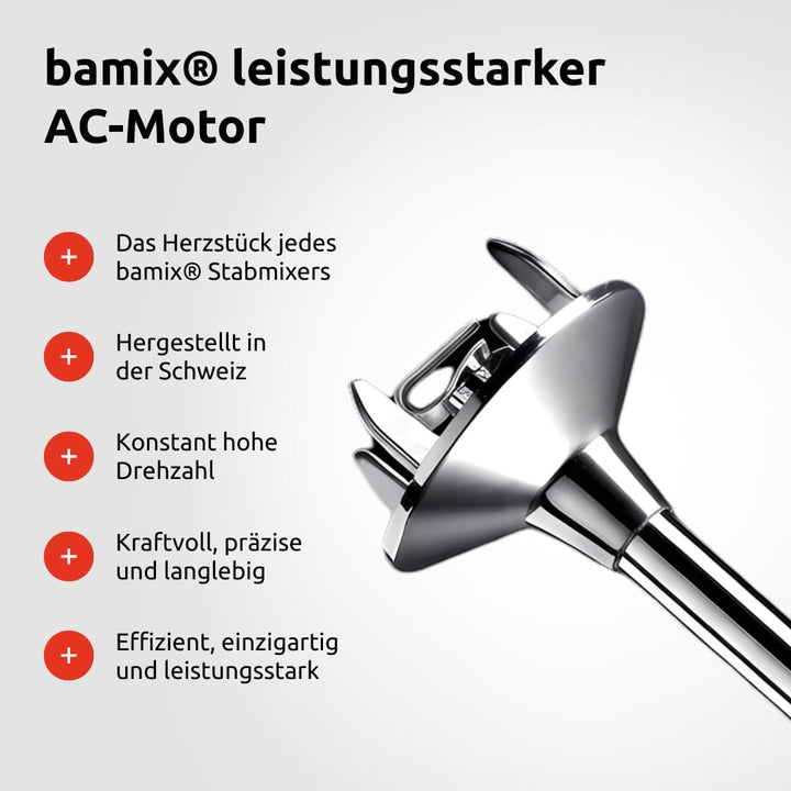 bamix Stabmixer Set M350 MAXX inkl. Ständer, 2 Becher, 4 Aufsteckteile, Processor, Spachtel, Reinigu