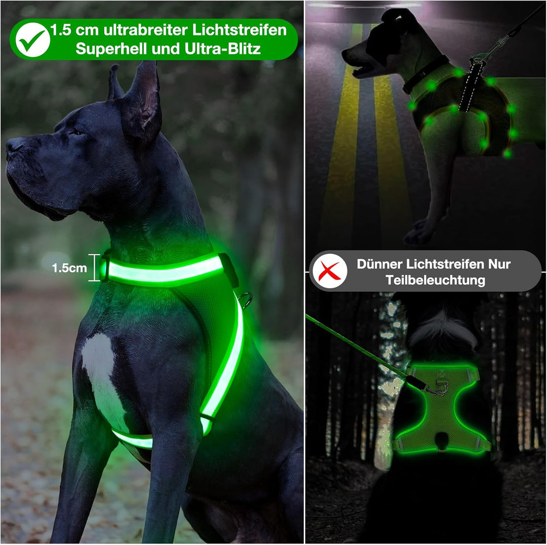 ChalkLit LED Leuchtendes Hundegeschirr USB Wiederaufladbares Vollständig Beleuchtetes Hundegeschirr