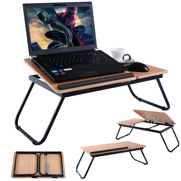 COSTWAY Laptoptisch klappbar, 4-Fach höhenverstellbar, Betttisch Notebooktisch faltbar, Betttablett