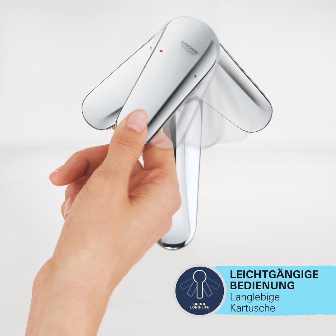 GROHE StartEdge - Einhand-Waschtischarmatur (wassersparend, langlebige Oberfläche, S Size), chrom, 2