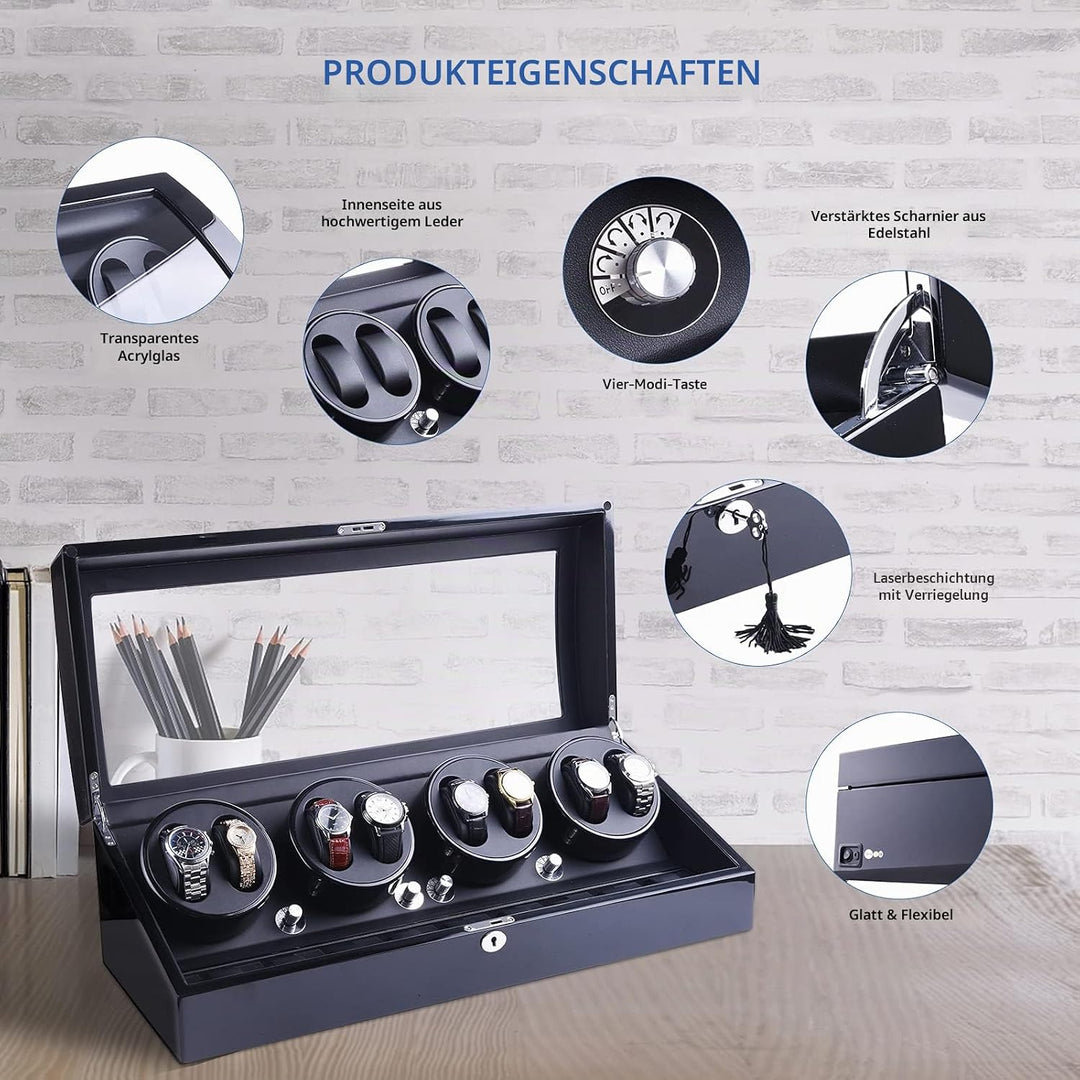 XTELARY Luxus Automatische Uhrenbeweger für 8+9 Uhren
