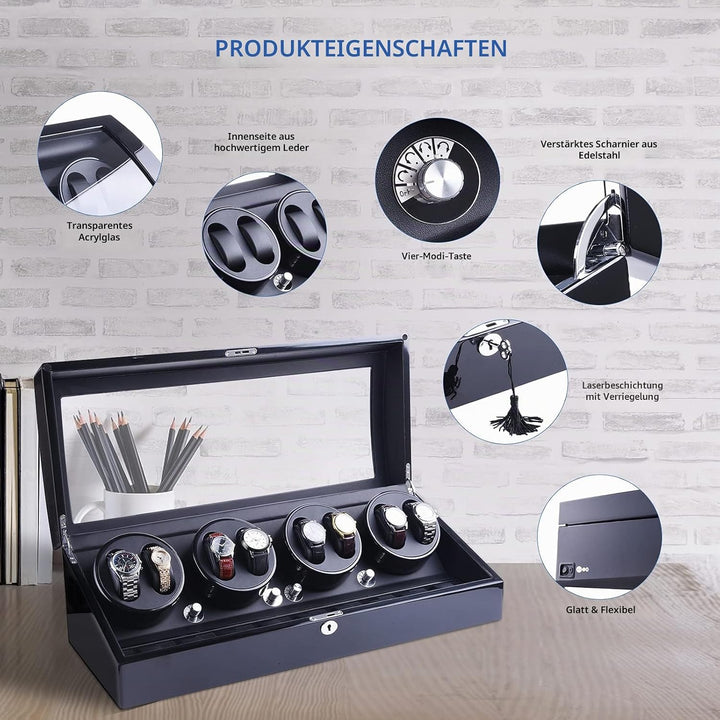 XTELARY Luxus Automatische Uhrenbeweger für 8+9 Uhren