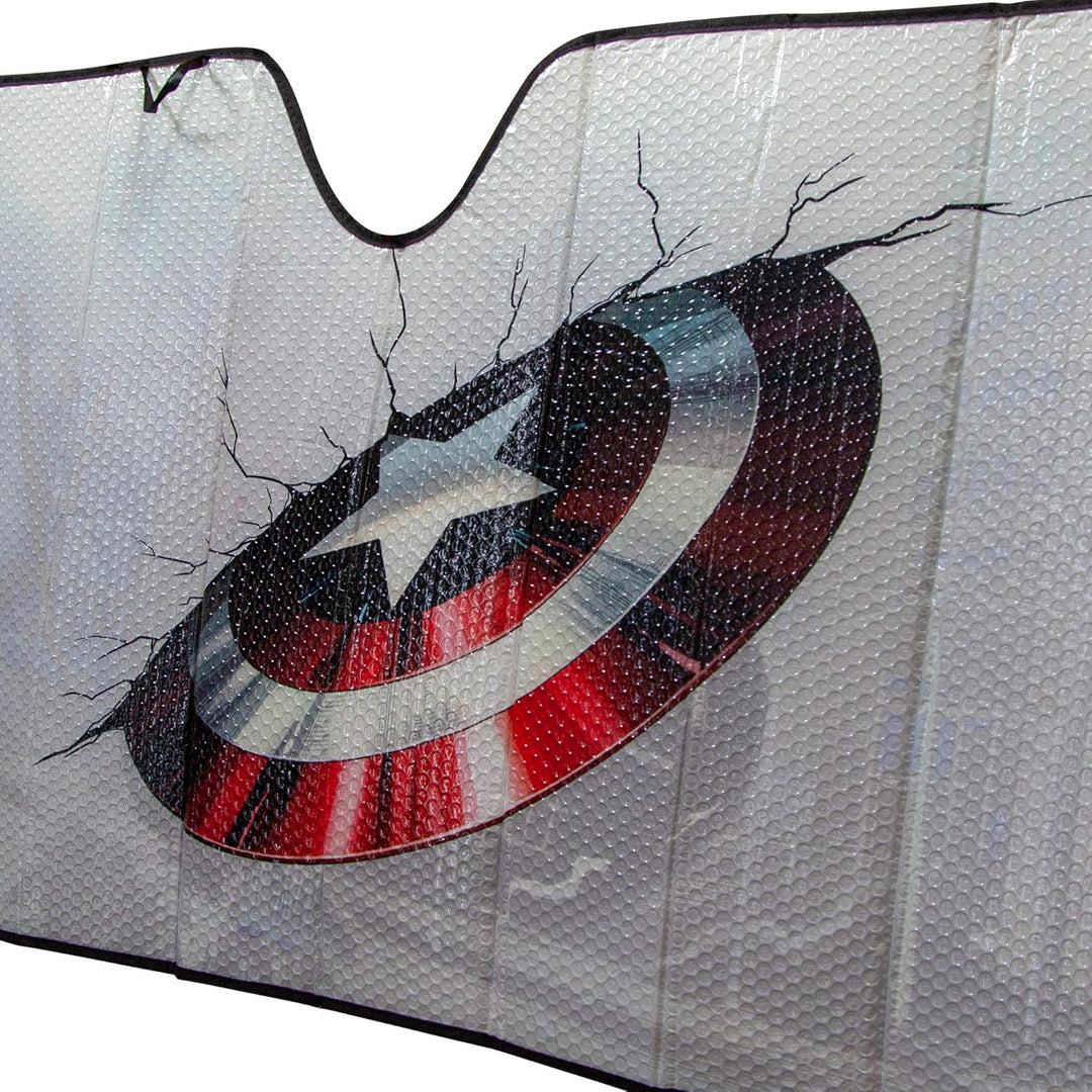 Plasticolor 003756R01 Captain America Marvel Broken Shield Akkordeon Bubble Sonnenschutz, Captain Am
