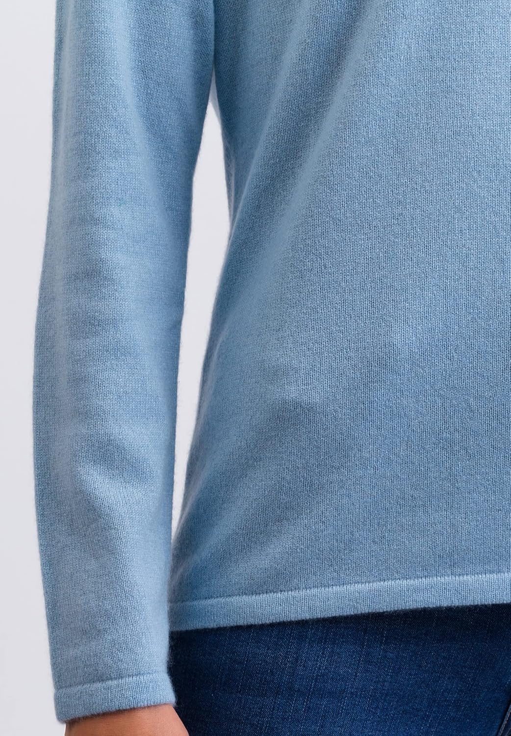 100% Kaschmir Damen Pullover | Sweater Rundhalsausschnitt 2-fädig S Hellblau, S Hellblau