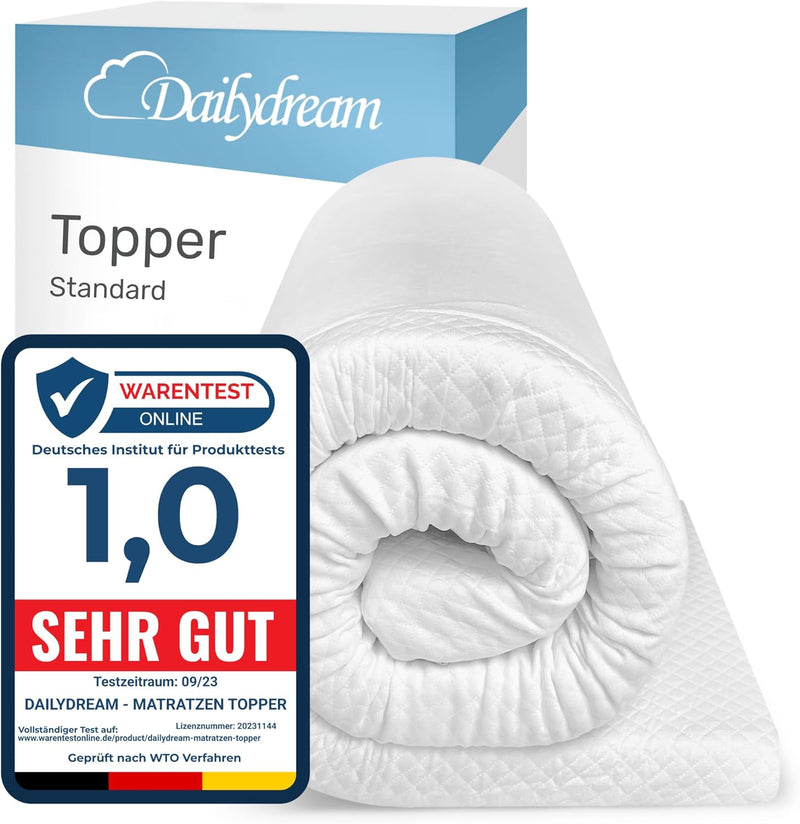 Dailydream viscoelastischer Matratzentopper „Deluxe“ mit Memory Foam Effekt, 80x200x5cm 5cm hoch