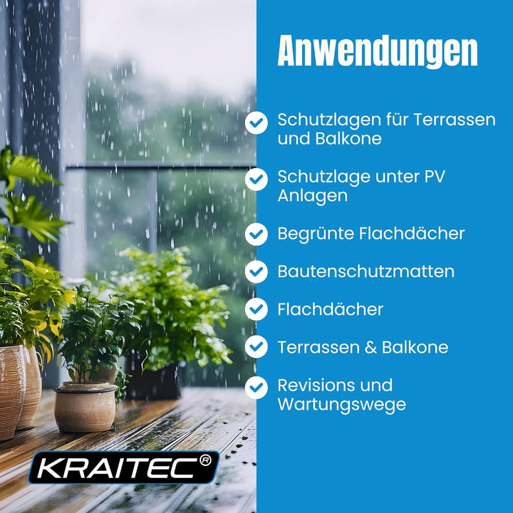 KRAITEC® top alu FiRe Bautenschutzmatte 8mm x 25cm x 8m | schwerentflammbar mit Alutriplexfolienkasc