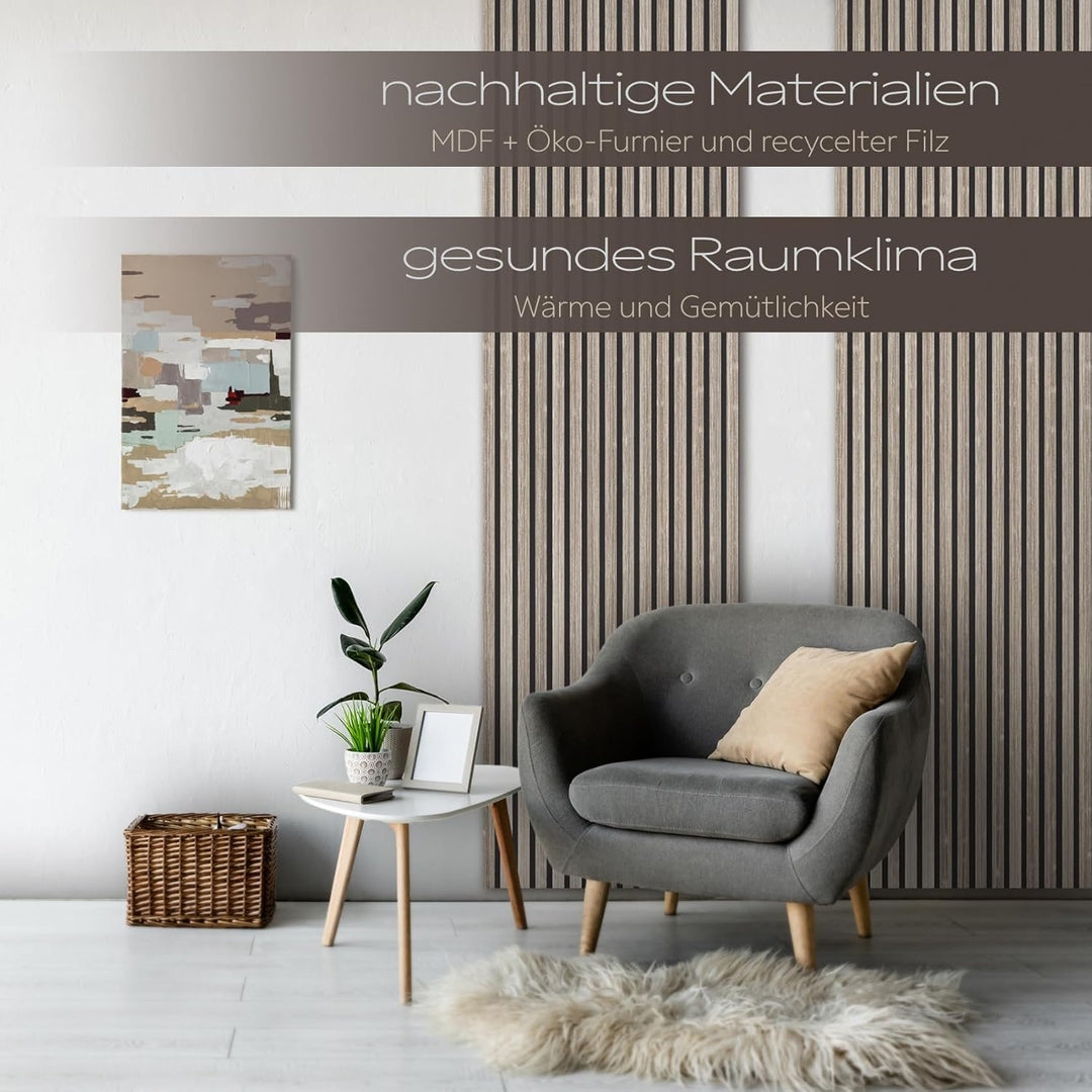 HEXIM Akustikpaneele 4 Stück 138,5x60cm Holz Comfort - flexible Holzpaneele Platten Lamellenwand Hol