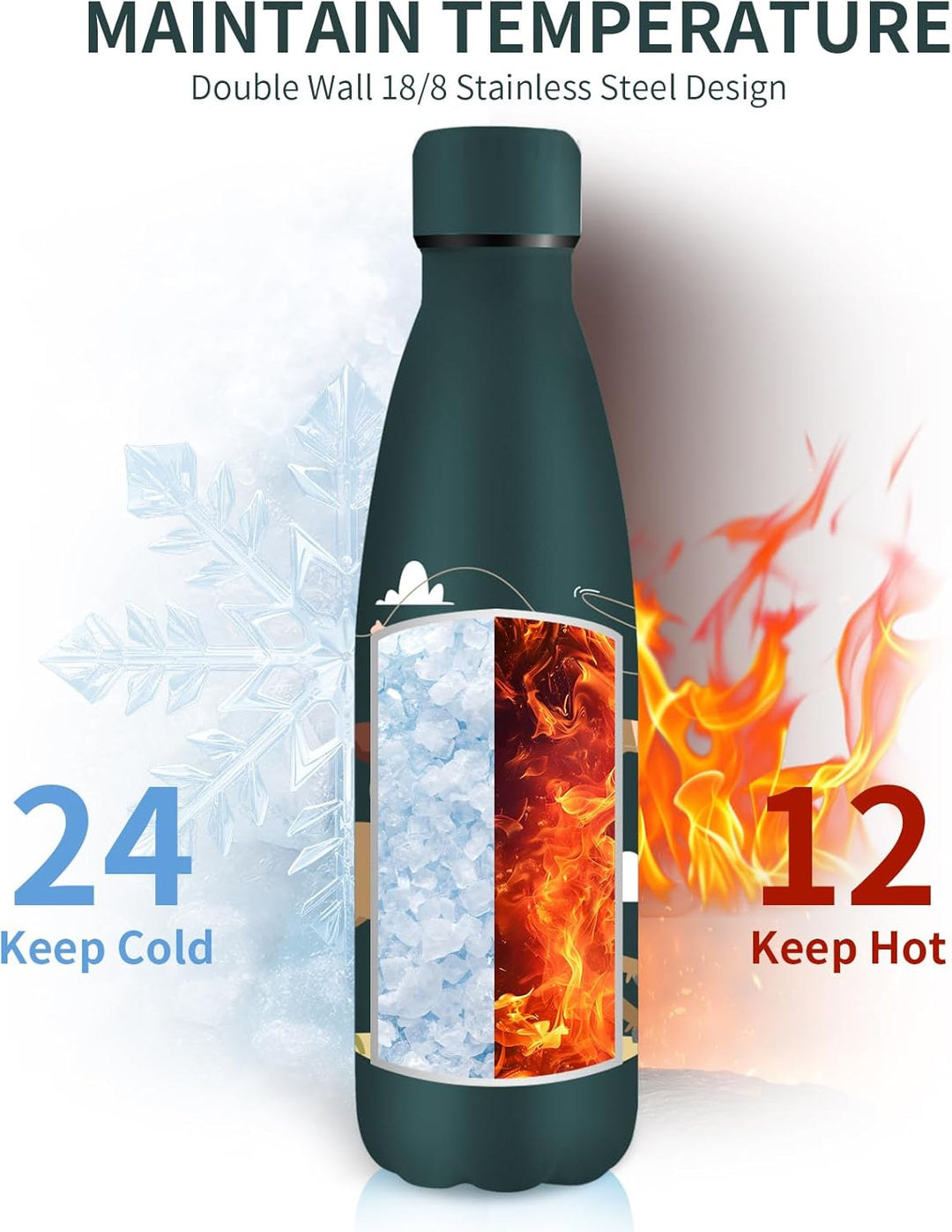 Grsta Trinkflasche 500ml, Trinkflasche Edelstahl, Wasserflasche für Kohlensäurehaltige Getränke, Iso