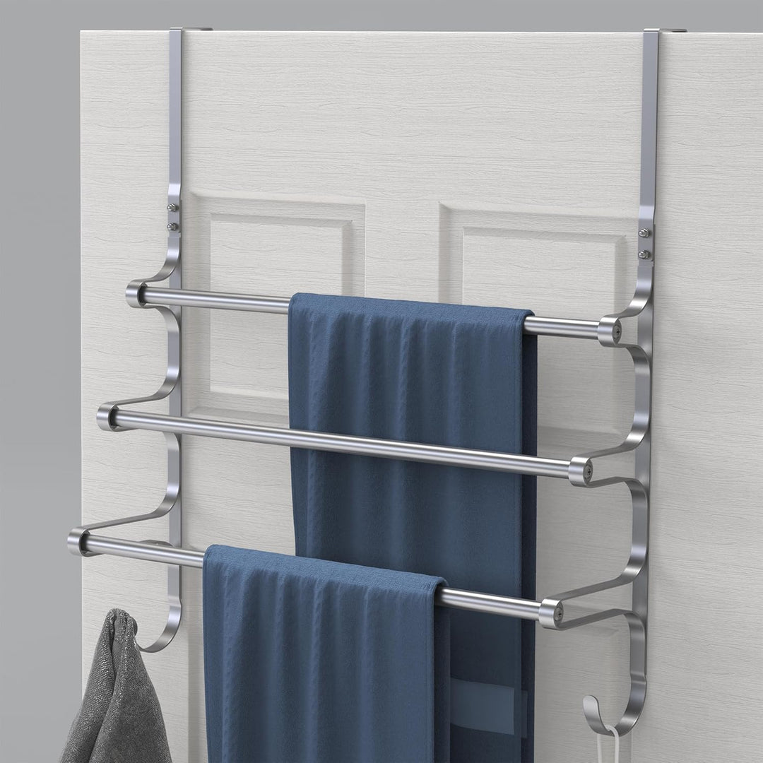Teleskop Tür-Handtuchstange Bad 35-60cm | Türgarderobe zum Einhängen Badezimmer, 3-stufiger Handtuch