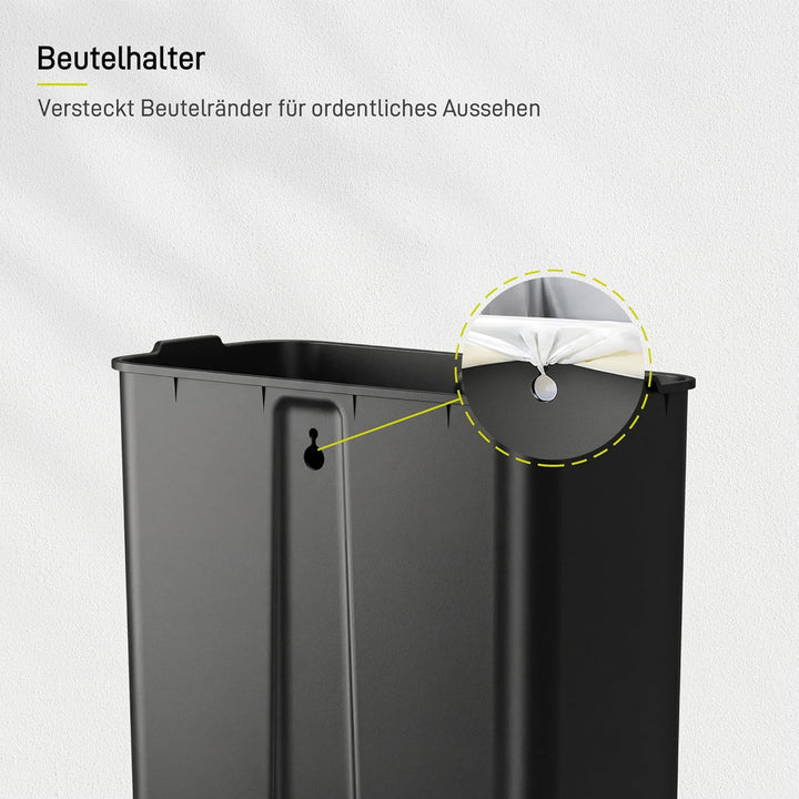 EKO Madison 50l Mülleimer Küche, Tretmülleimer mit Geruchsfach und Inneneimer, Mistkübel mit Soft-Cl