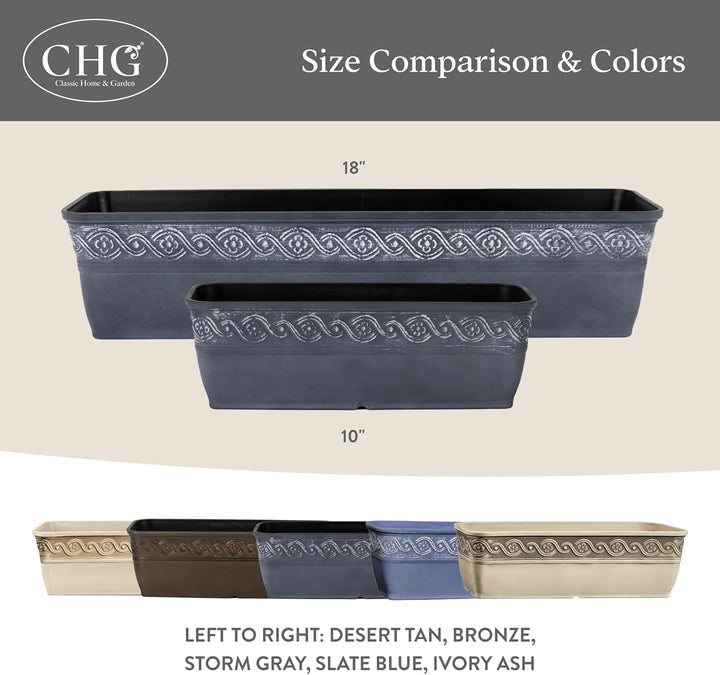 Classic Home and Garden 9418D-515 Korinthian Collection Pflanzgefäss, 45,7 cm Trog, Storm 18" Trough